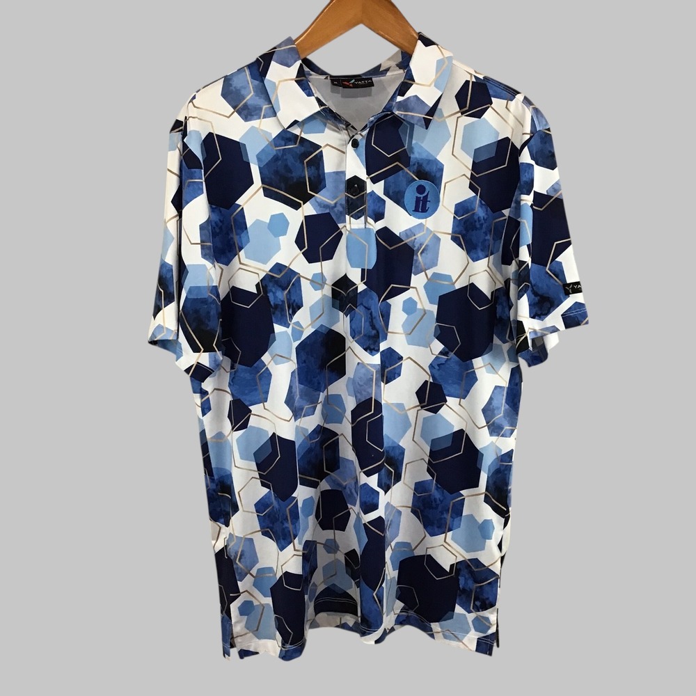 Yatta Golf Mens Performance Deep Sea‎ Polo Shirt XL Stretch Short Sleeve